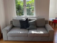 Queen Bed, 3-person sofa, Ottoman
