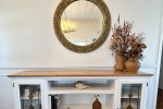 Large wooden & glass sideboard