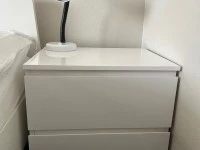 Queen bed, mattress and base, bedside drawers, desk, surf board, Micro...