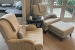 Sofa three seater, Wing back arm chair x2, Ottoman