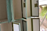 Retro industrial steel locker in metallic green