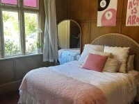 Queen bed, Queen bed head, Large mirror, Drawers