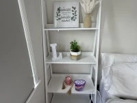 Queen bed, Ladder bookshelf, Cabinet