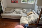 Queen bed and base, 2x 2 seater sectional couch, low boy dresser, side...