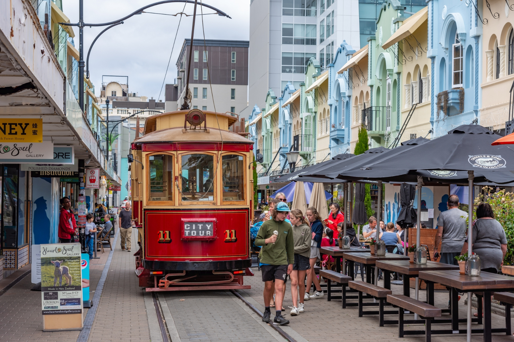 Restaurants at New Regent street in Christchurch, New Zealand