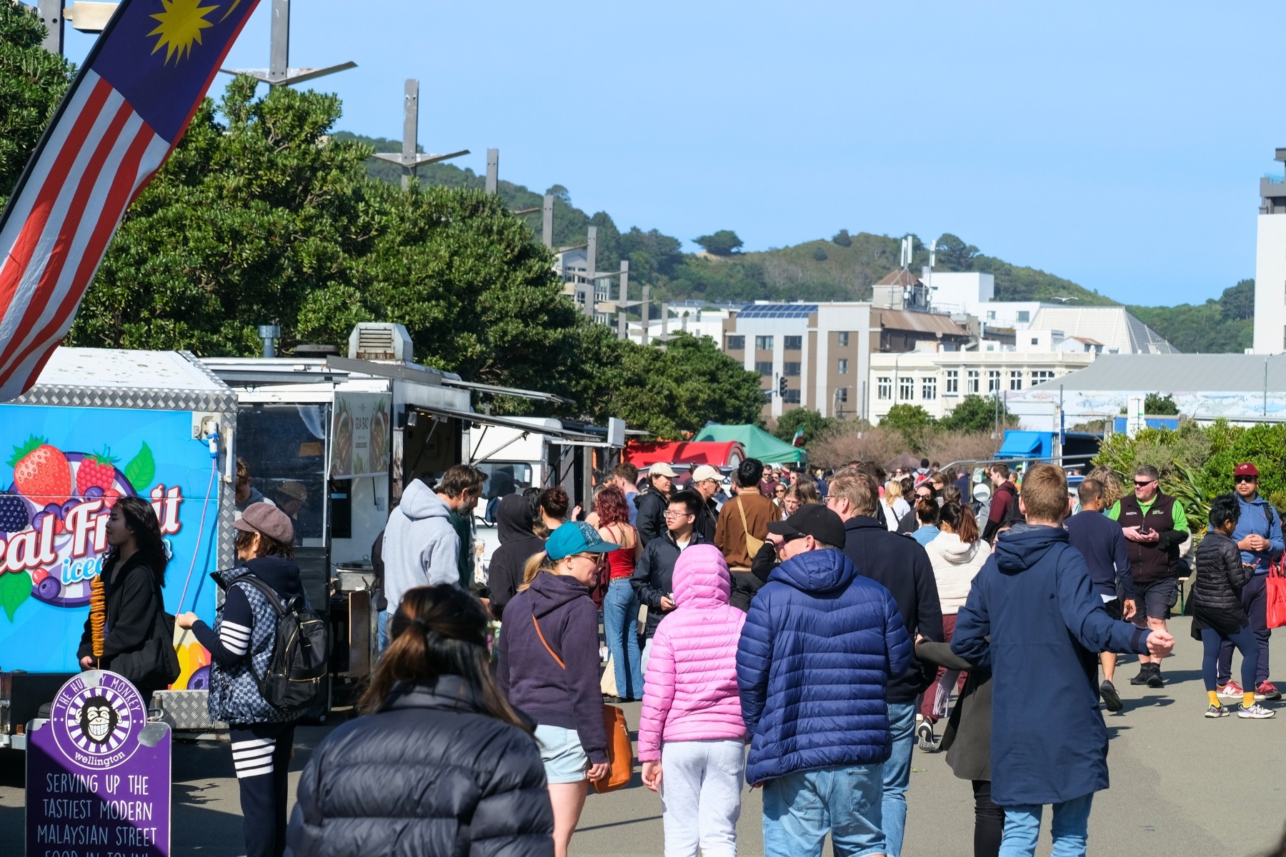 Crowds enjoying food scene at Wellington's waterfront