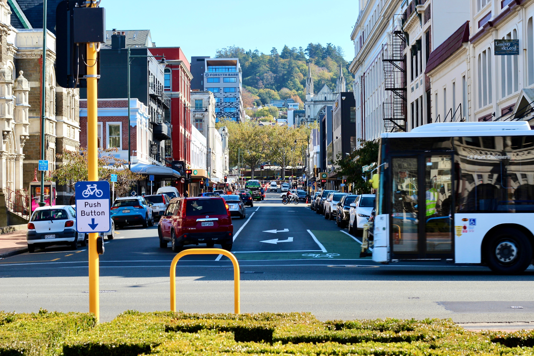 street scene in Dunedin city centre, New Zealand