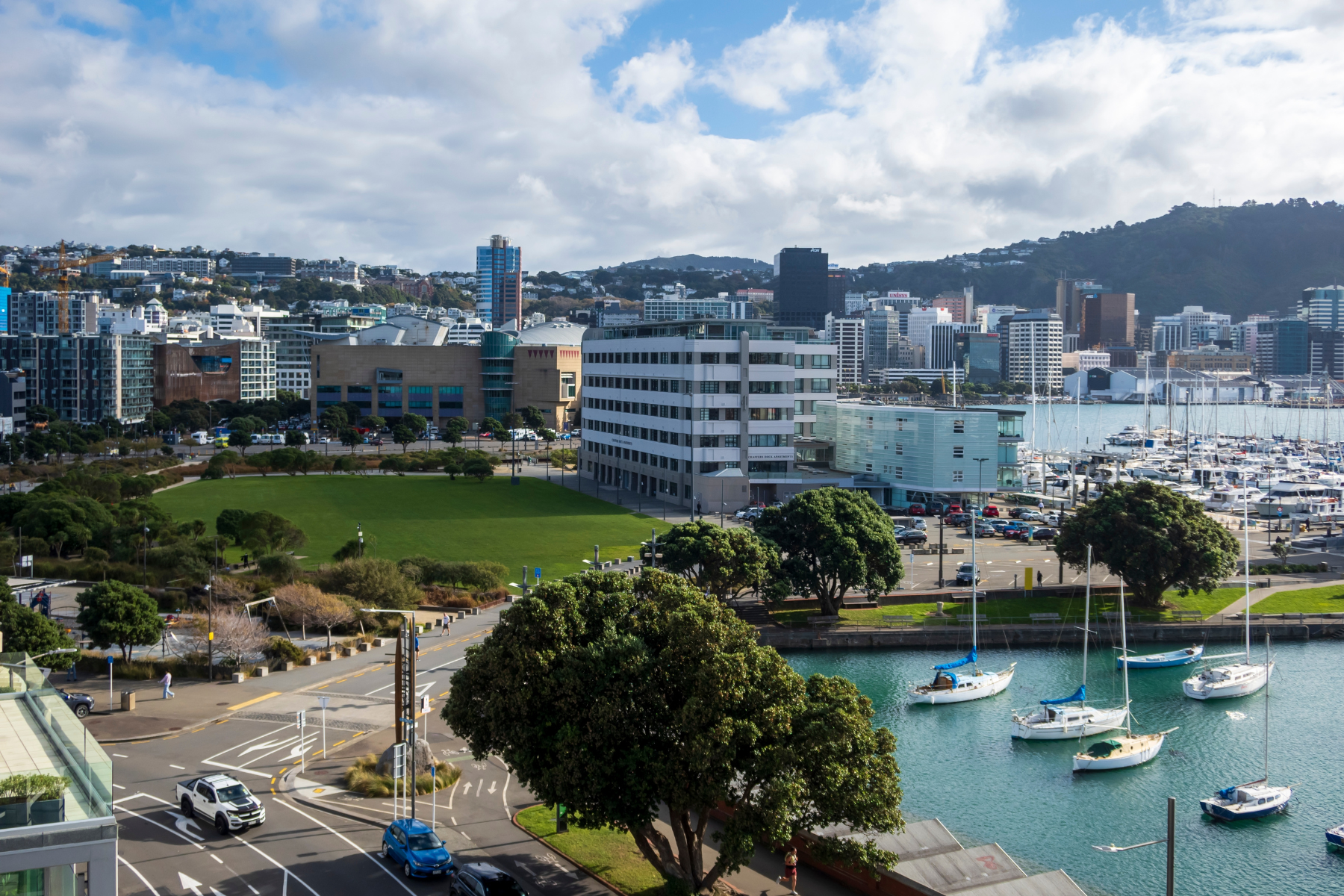 Downtown Wellington City, Te Aro, waterfront view