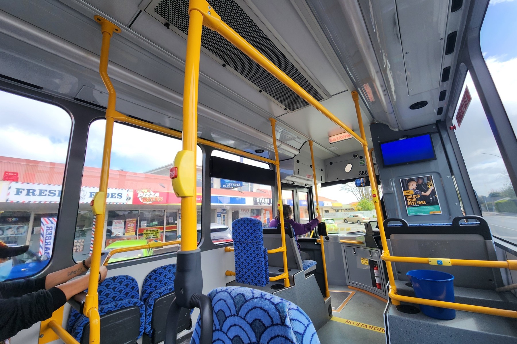 Interior of bus public transport in Hamilton